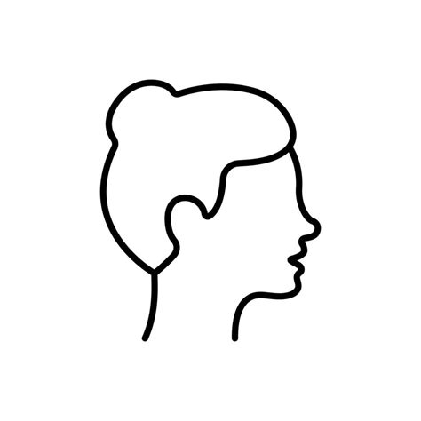 Woman Profile Line Icon Lady With Beauty Face And Hairstyle Linear