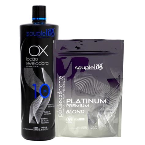 Kit Pó Descolorante Plex E Ox 10 Vol Loção Reveladora Soupleliss