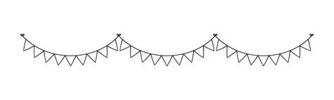 Blank Banner Bunting Garland Doodle Outline Templates For Birthday