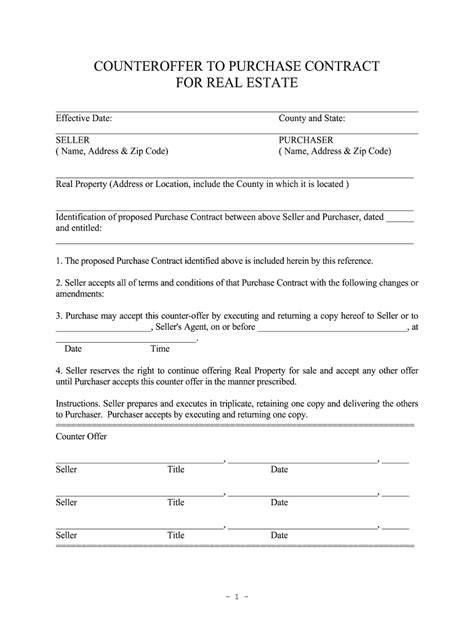 Counter Offer Purchase Form Fill Online Printable Fillable Blank