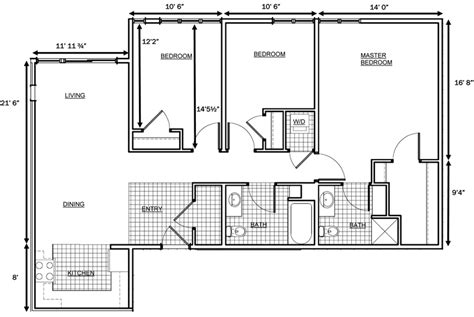 3 Bedroom Apartment Floor Plan With Dimensions | online information