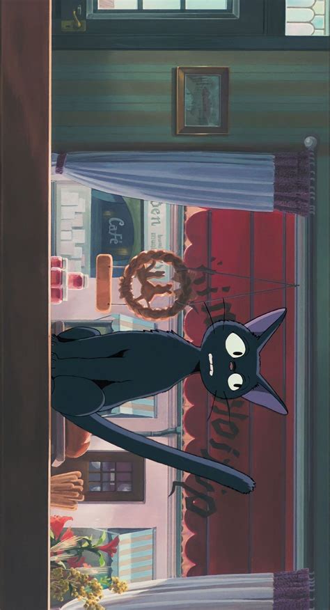 An Animated Black Cat Standing In Front Of A Window