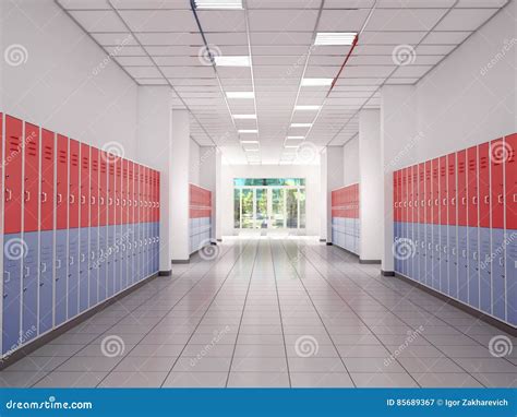 Casiers Dans Le Couloir De Lycée Illustration Stock Illustration Du