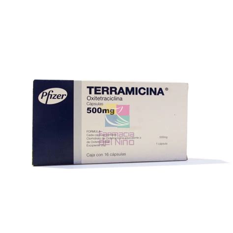 Terramicina Oxitetraciclina 500 Mg 16 Caps Farmacia Del Niño