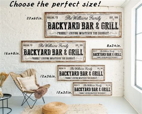 Personalized Backyard Bar And Grill Sign Gifts For Dad Custom Etsy