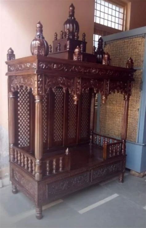 Brown Shisham Wood Polished Carved Designer Wooden Temple At Rs 29000