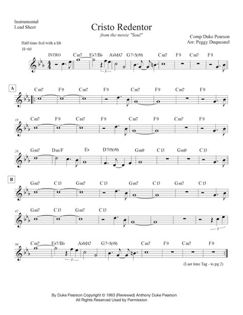 Cristo Redentor Arr Peggy Duquesnel By Donald Byrd Sheet Music For