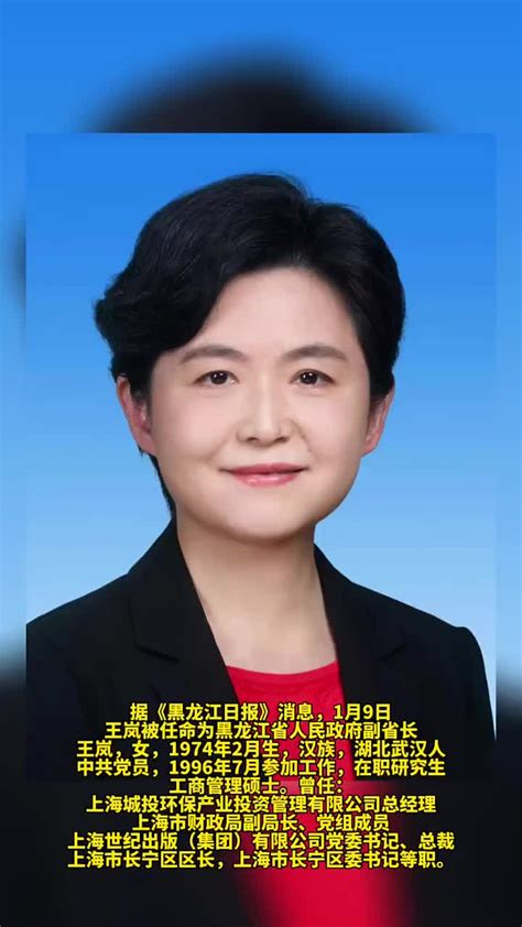 上海市长宁区委书记王岚任黑龙江省副省长 上海市 区委书记 黑龙江省 新浪新闻