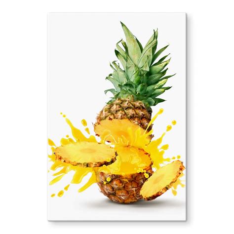 Splashing Pineapple Glass Art Wall Art