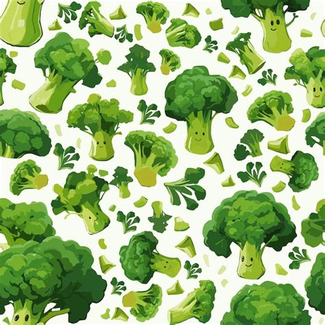 Premium Vector Cute Broccoli Pattern Seamless Broccoli Pattern