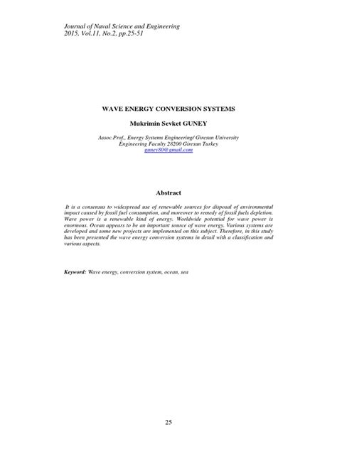 Wave Energy Conversion Systems (#123540) - 105377 | PDF | Oceans ...