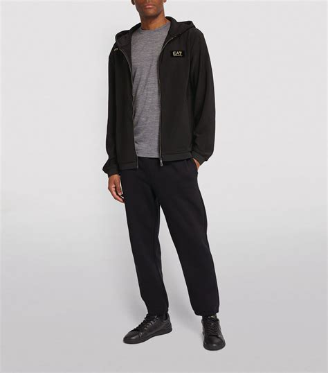 Ea7 Emporio Armani black EA7 Logo Hoodie | Harrods UK