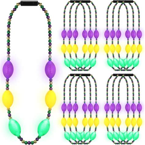 Amazon Xtinmee Pcs Jumbo Led Light Up Mardi Gras Beads Necklace