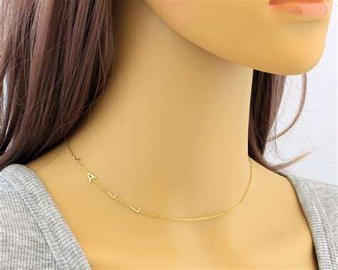 14K Solid GOLD Sideways Initial Necklace Perfect Gift For Etsy