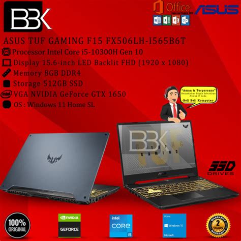 Jual Asus Tuf Gaming F15 Fx506lh I565b6t I5 10300h 8gb 16gb 512gb 1tb W10h 8gb 512gb Ssd