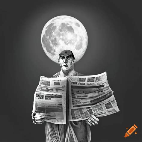 Man Selling Newspaper In Moon On Craiyon