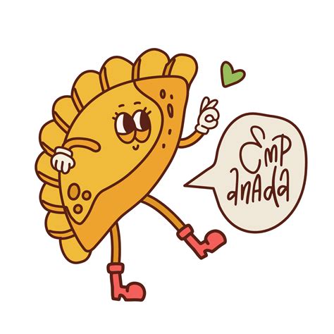 Lindo Personaje De Mascota De Empanada De Dibujos Animados Retro