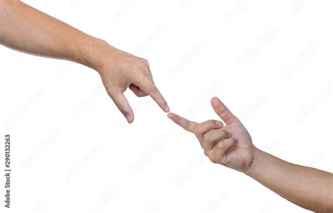 Touching Finger Two Hands Of Different Ages Gently Touching With The