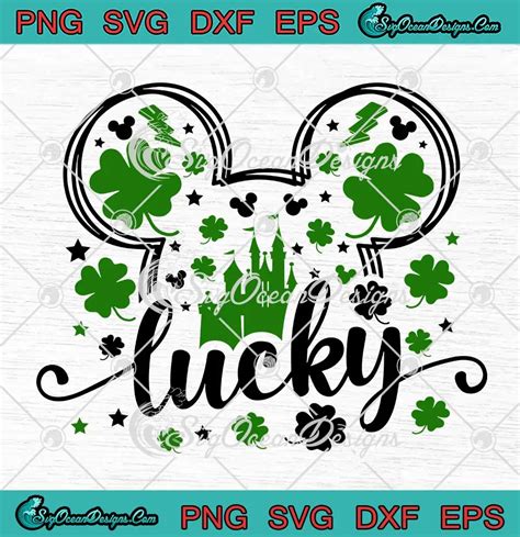 Lucky Mickey Head Disney Castle Svg Disney St Patricks Day Svg Png