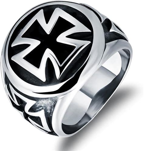 BOBIJOO JEWELRY Ring Siegelring Kreuz Von Malta Ritter Edelstahl