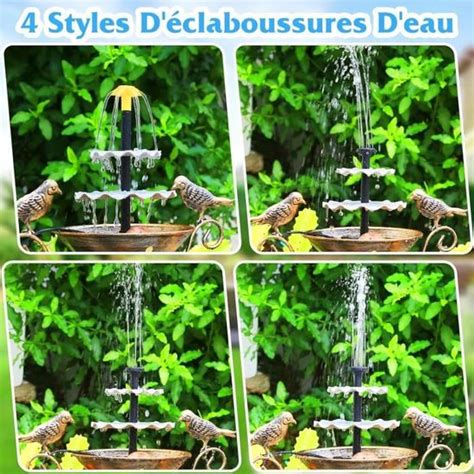 Fontaine Solaire Exterieure de Jardin DIY 4W 3 Niveaux Détachable