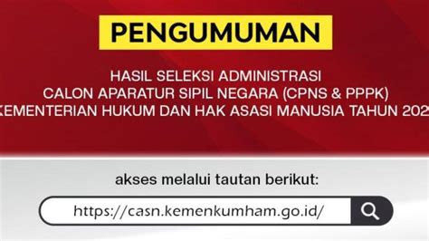 Daftar Nama Pelamar Lolos Seleksi Administrasi Cpns Kemenkumham