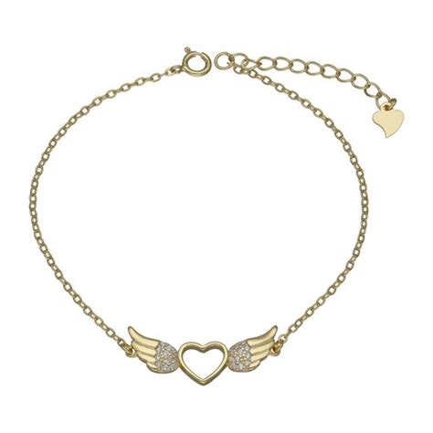 Pulsera Coraz N Con Alas Circones Pulseras Con Ba O De Oro K