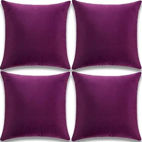 Yuga Indian Pillow Case Solid Plum Home Décor Throw Cushion Velvet Cover Choose Size Amazon