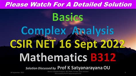 Basics Complex Analysis Csir Net Math Sept Solution