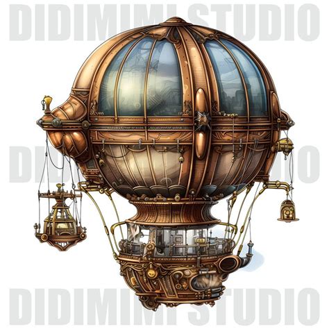 Steampunk Airships Clipart Digital Art 12 High Quality JPG Images Wall ...