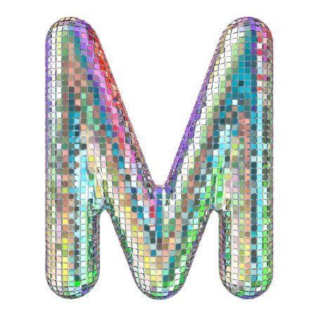 Disco Font Letter M From Glitter Mirror Facets 3D Rendering