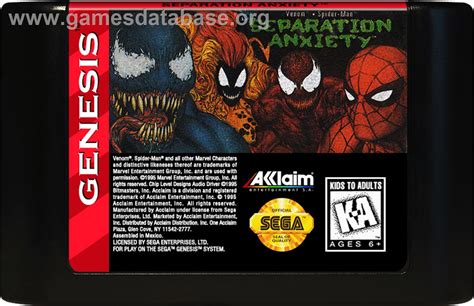 Spider Man Venom Separation Anxiety Sega Genesis Artwork Cartridge