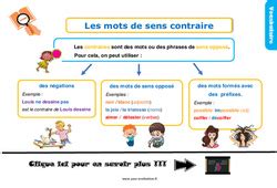 Evaluation Mots de sens contraire CE1 Bilan et controle corrigé