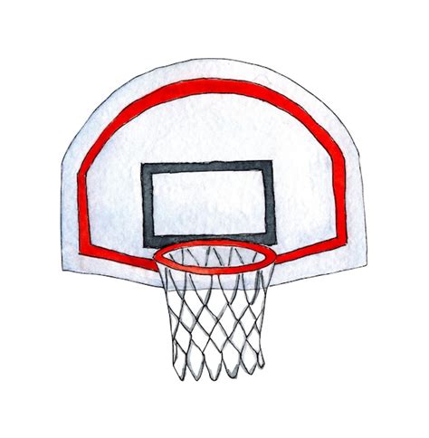 Aquarell skizzieren basketballkorb mit rücken basketball und