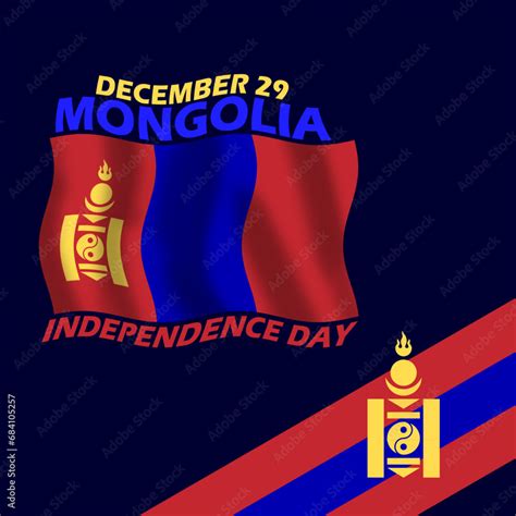 Mongolia Independence Day Event Banner A Waving Mongolian Flag With