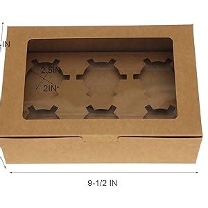 Jucoan Pack Kraft Cupcake Box With Insert And Window Hold Standard