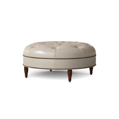 Kearney Genuine Leather Tufted Round Cocktail Ottoman Wayfair