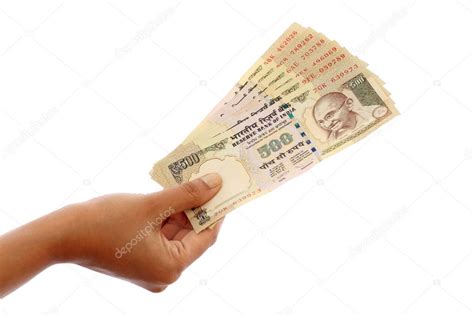 Hand Holding Indian Five Hundred Rupee Notes Stock Photo By