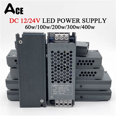 Ultra Thin Led Power Supply Acdc 12v 24v Lighting Transformers 60w 100w 200w 300w 400w Ac190