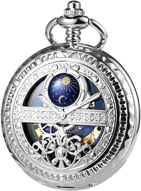 Treeweto Mechanische Herren Taschenuhr Sonne Und Mond Skelett