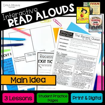 Main Idea Interactive Read Alouds By Ciera Harris Teaching Tpt