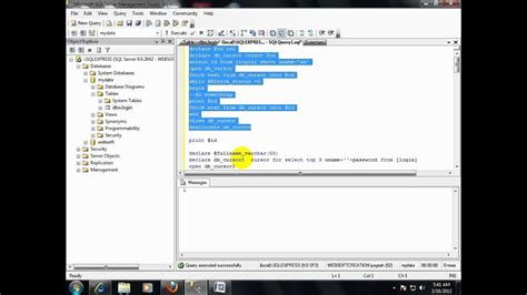 Cursor Examples In Sql Server 2005 Youtube