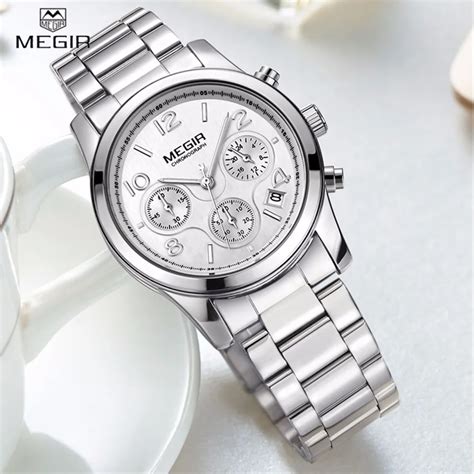 MEGIR Fashion Luxury Quartz Watch Stainless Steel Women Watches