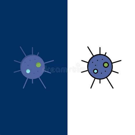 Bacteria Disease Virus Icons Flat And Line Filled Icon Set Vector