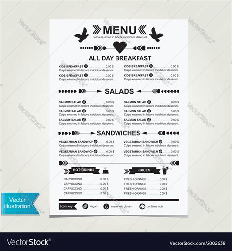 Cafe menu template design Royalty Free Vector Image