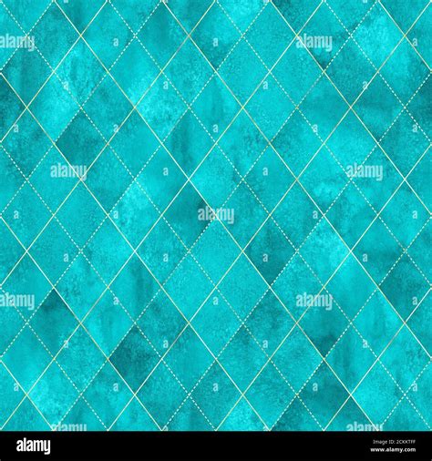 Watercolor Argyle Abstract Geometric Plaid Seamless Pattern With Gold