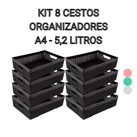 Kit Cesta Organizadora Multiuso A Litros Empilhav L Arm Rio