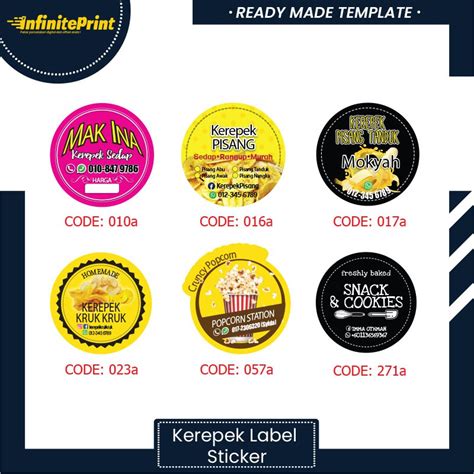 Kerepek Food Sticker Label Product Label 3cm 4cm 5cm 6cm 7cm 8cm Murah Siap Potong