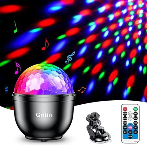 Discokugel Gritin Wiederaufladbar 360 Drehbares Musik Activated LED