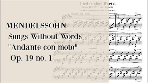 Mendelssohn Songs Without Words Op No Sheet Music Music Score